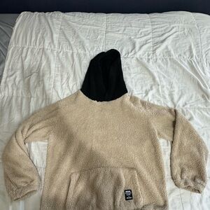 Cozy Beige and Black Hoodie Sweater